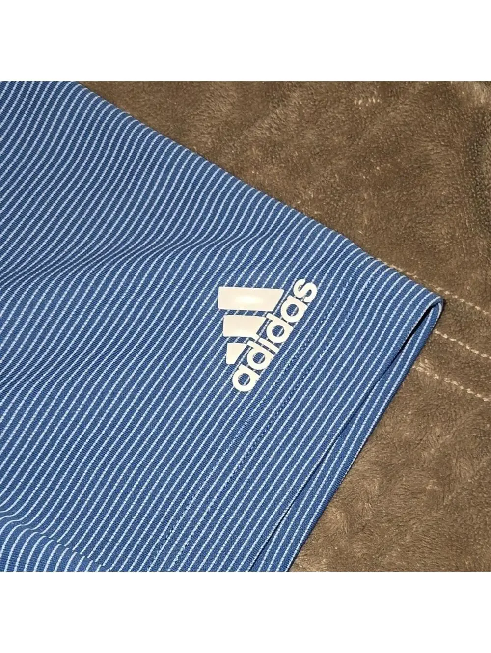 Adidas Blue Striped Men's Polo Shirt Size Small